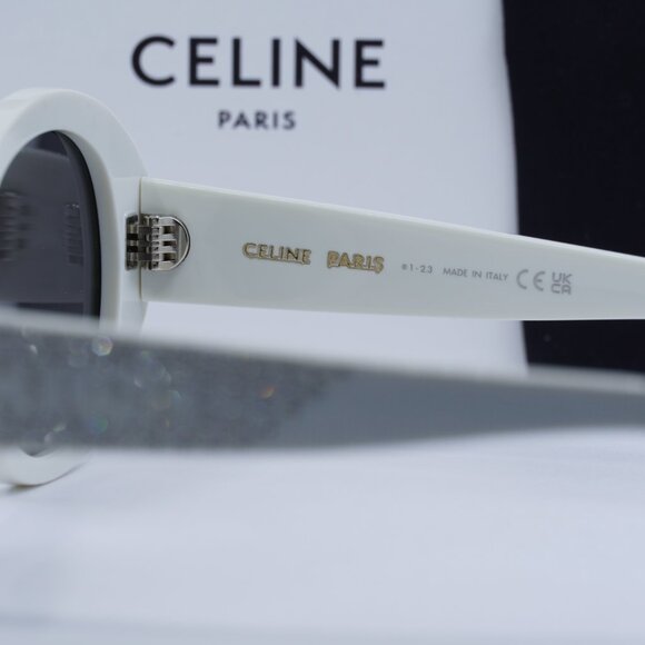 Celine CL4240IS 25A Round Sunglasses–Shiny Ivory with Silver Studs Embellishment main image 9